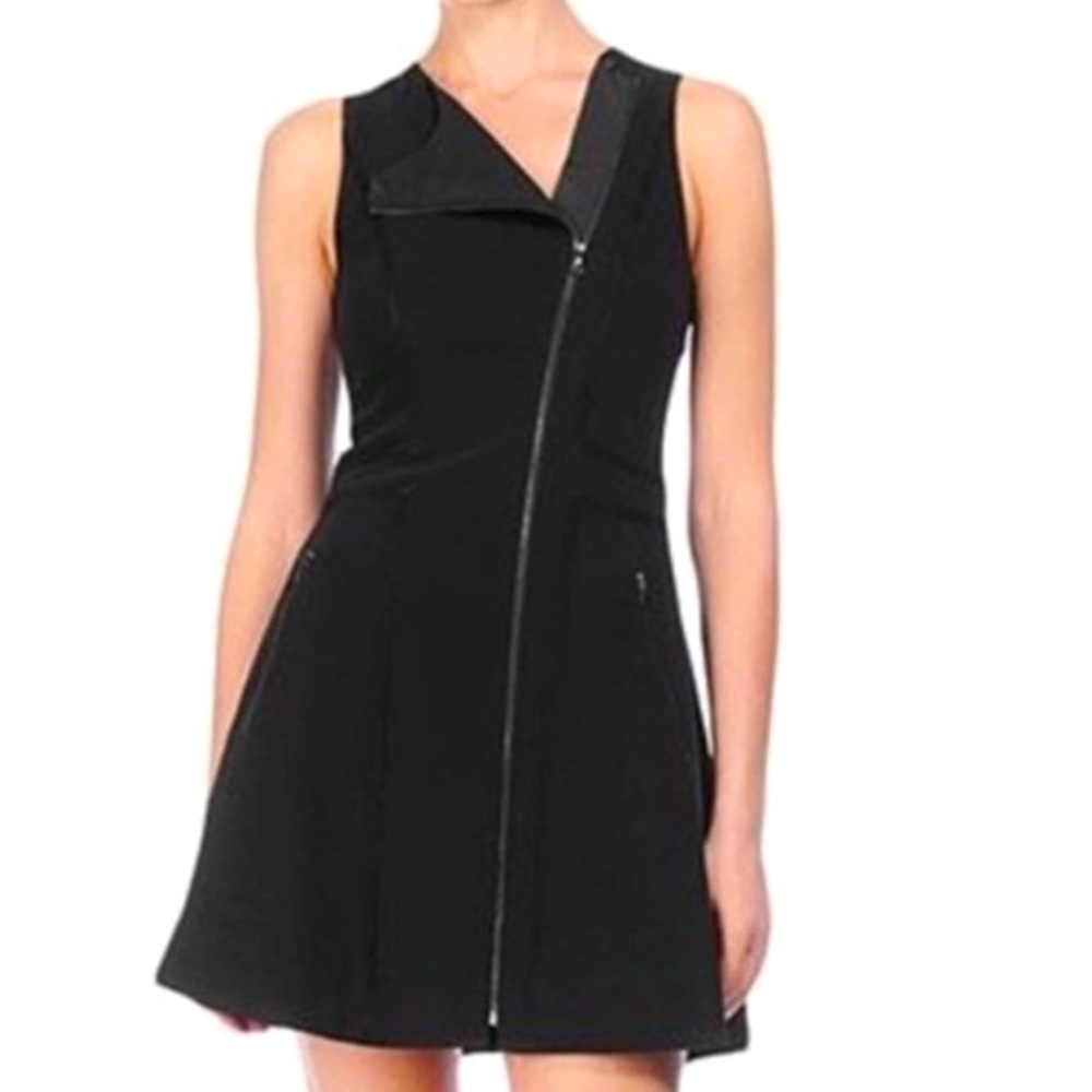 Rag & Bone Rae Dress In Black Sold In Store Only  Asymmetrical Zipper Front SZ 4
